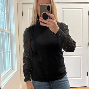 Ann Taylor Black Blouse with Gold Accents